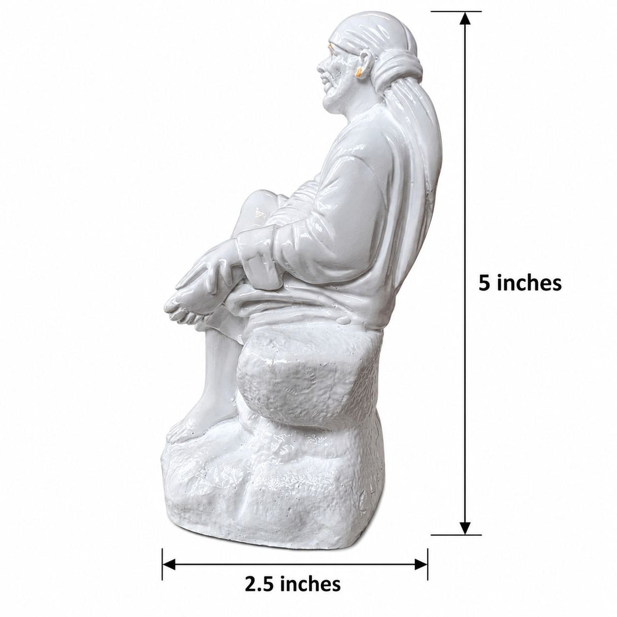 Saibaba Sitting on Stone Porcelain Idol 1 No