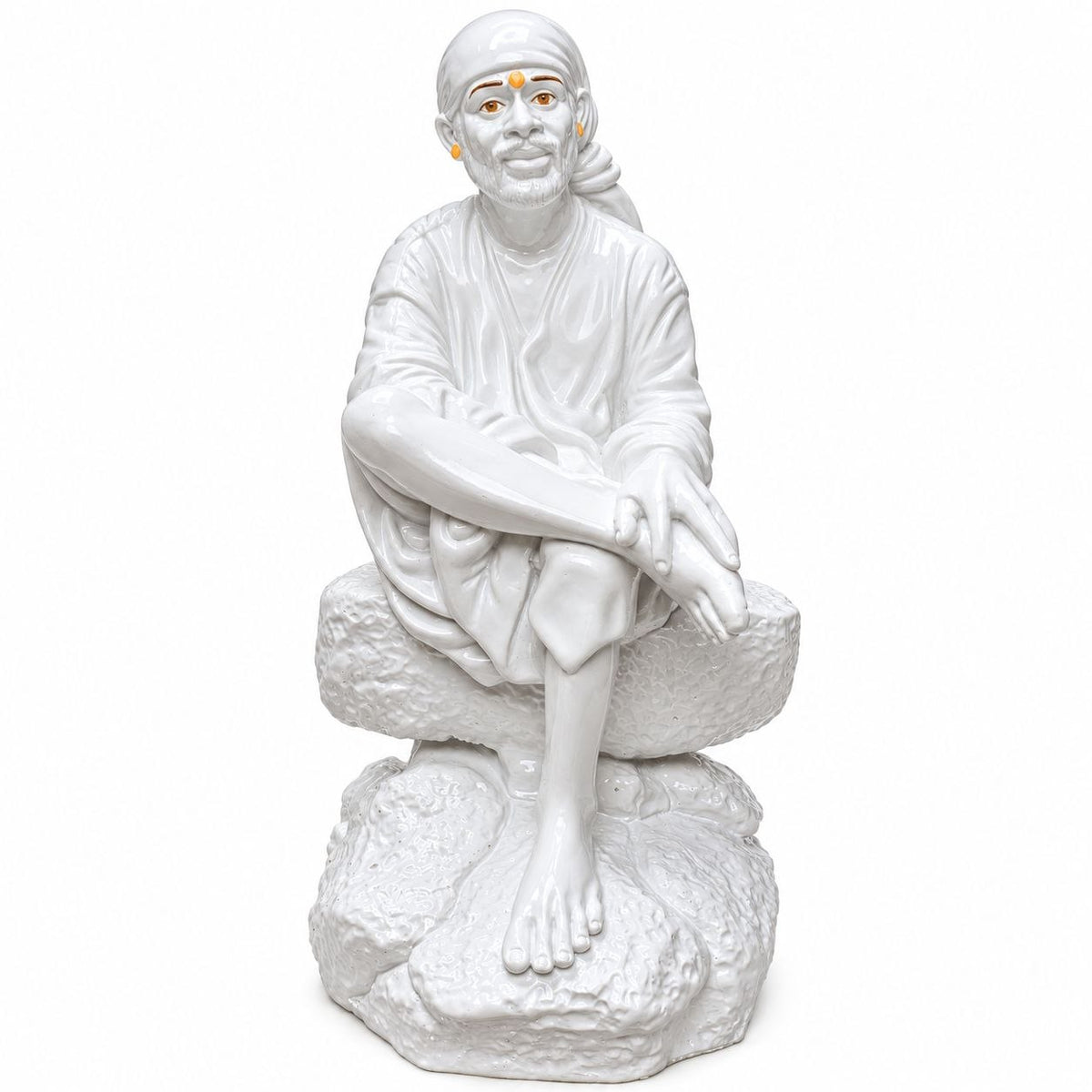 Saibaba Sitting on Stone Porcelain Idol 2 No