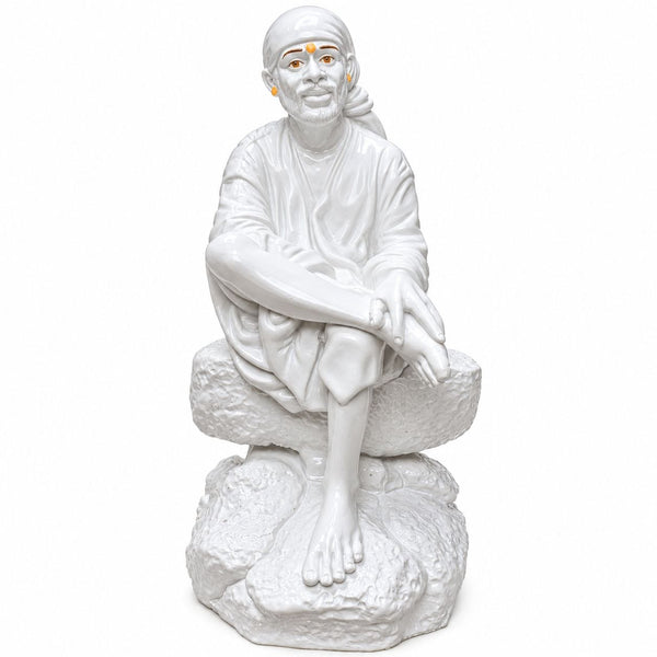 Saibaba Sitting on Stone Porcelain Idol 2 No