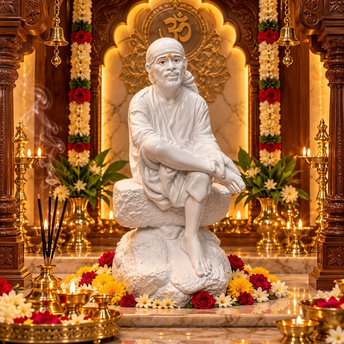 Saibaba Sitting on Stone Porcelain Idol 2 No