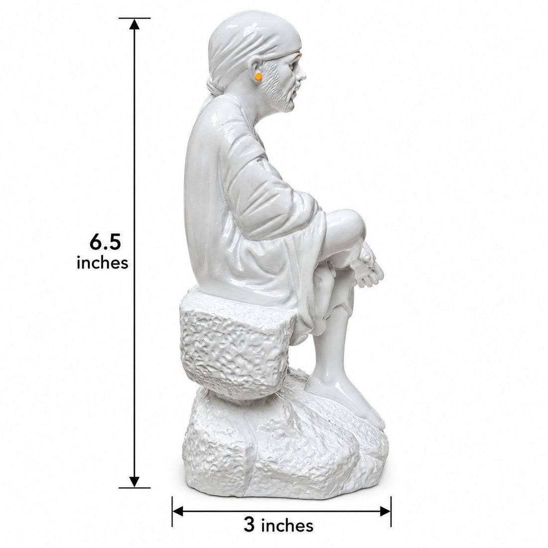 Saibaba Sitting on Stone Porcelain Idol 2 No