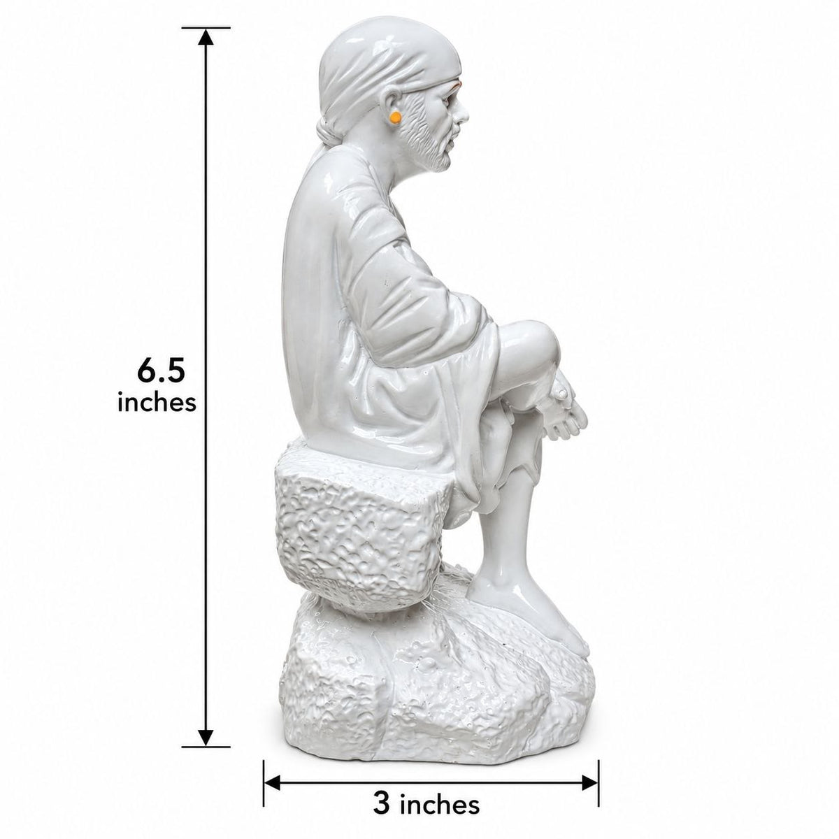 Saibaba Sitting on Stone Porcelain Idol 2 No