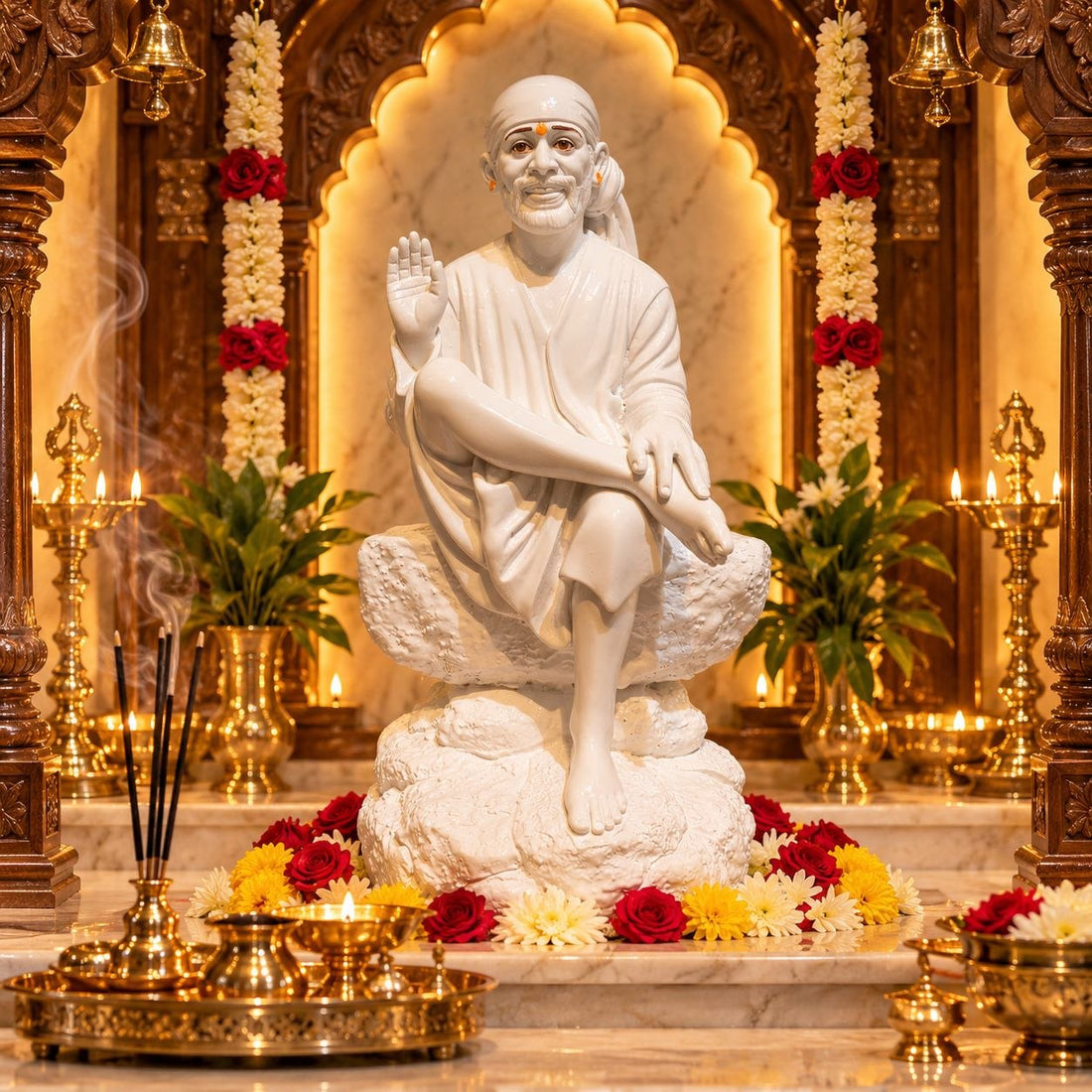 Saibaba Ashirwad on Stone Porcelain Idol 4 No