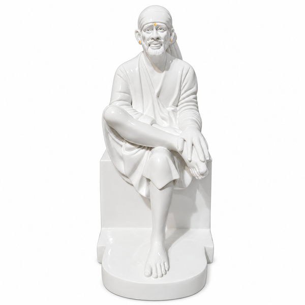 Saibaba Sitting on Stone Porcelain Idol 5no