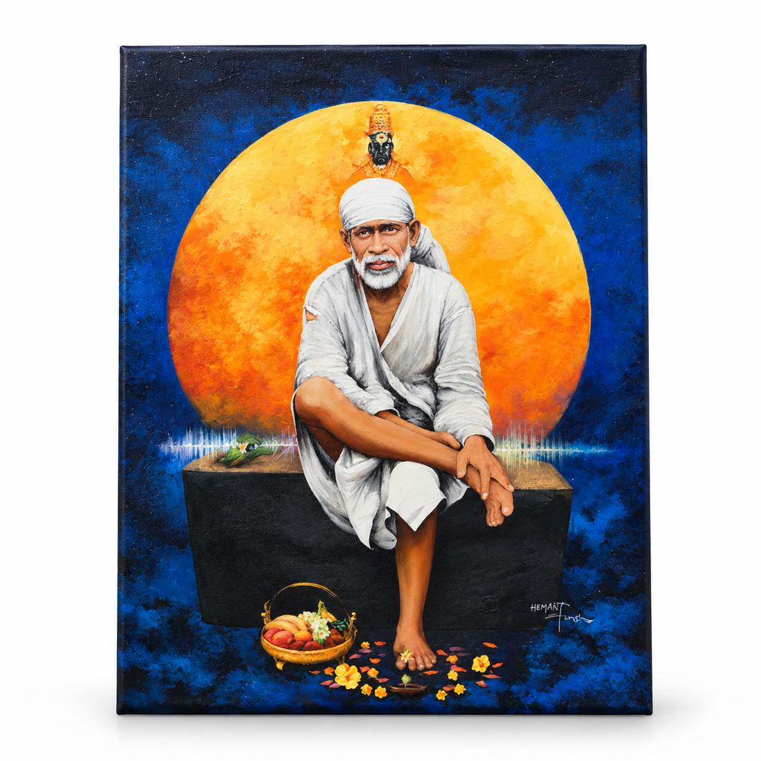 Saibaba & Vitthal Stone Canvas Print, Orange Sun Hemant Art
