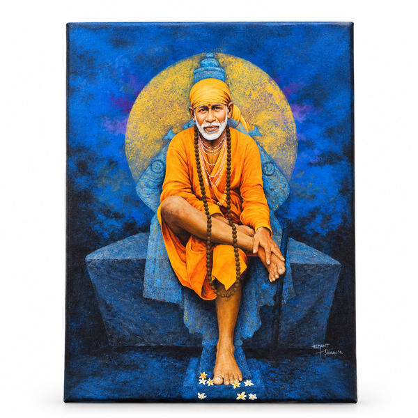 Saibaba & Vitthal Stone Canvas Print, Yellow Moon Hemant Art
