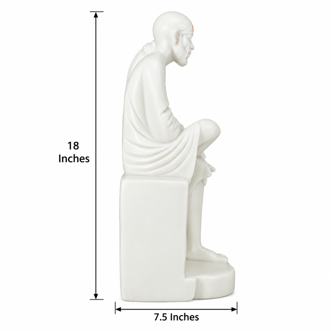 Saibaba Sitting on Stone Matt Marble Idol 6no
