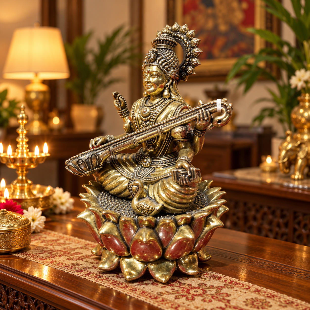Saraswati Idol Brass
