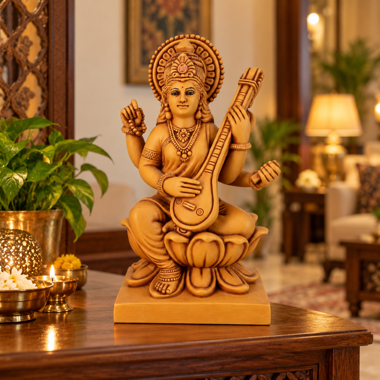 Saraswati Mata Porcelain Idol