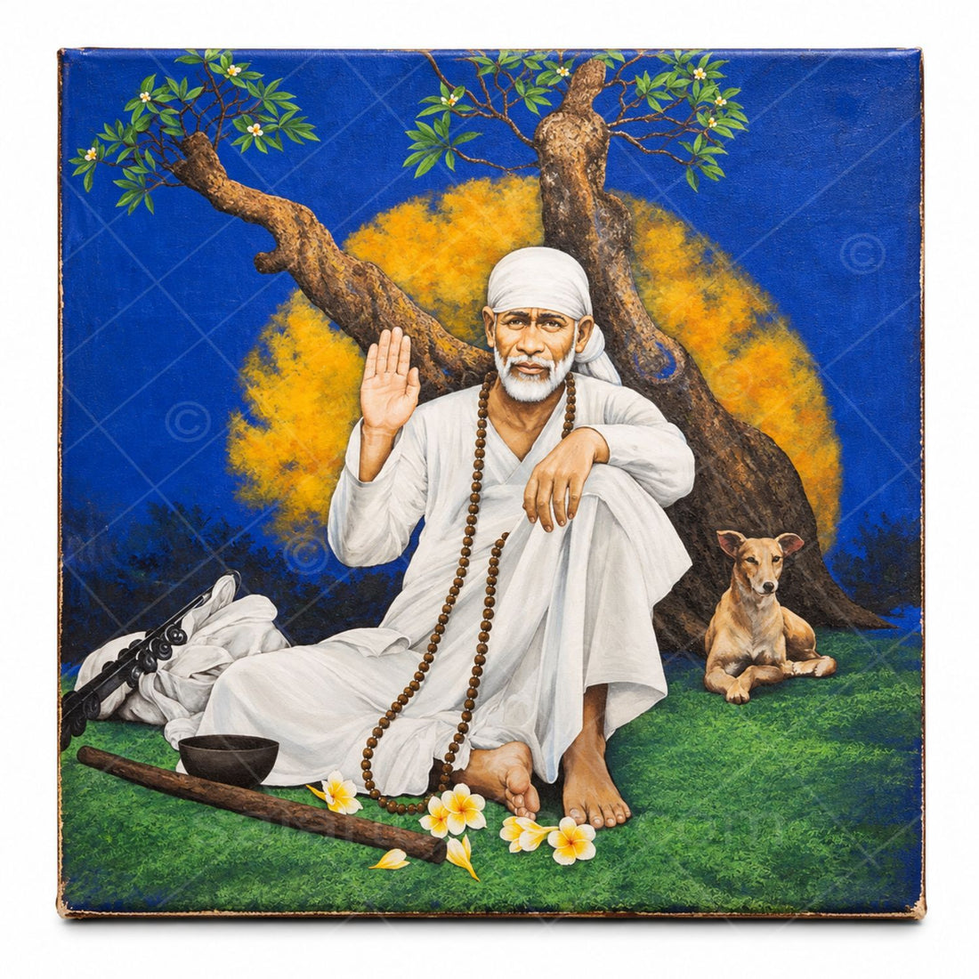 Shirdi Sai Baba Animal Love Original Hand Painting