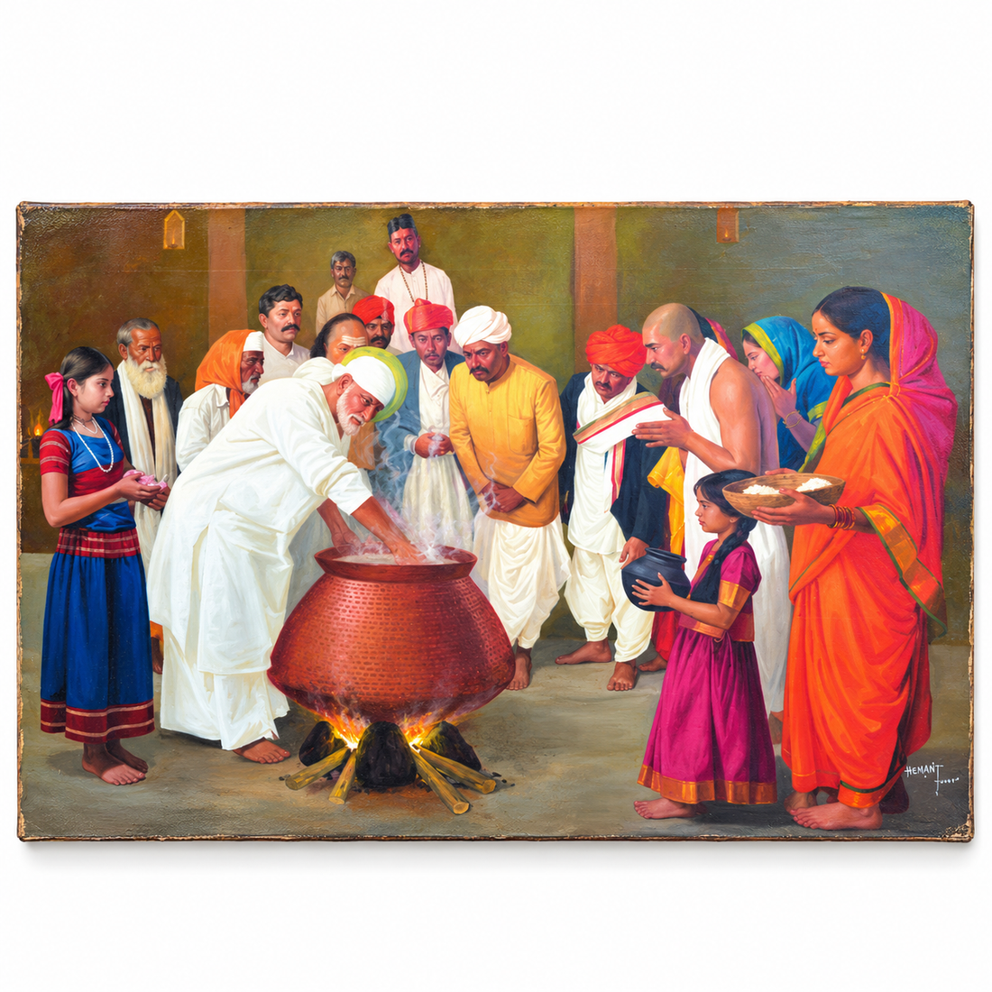 Shirdi Sai Baba Cooking Food in Dwarkamai Canvas Print