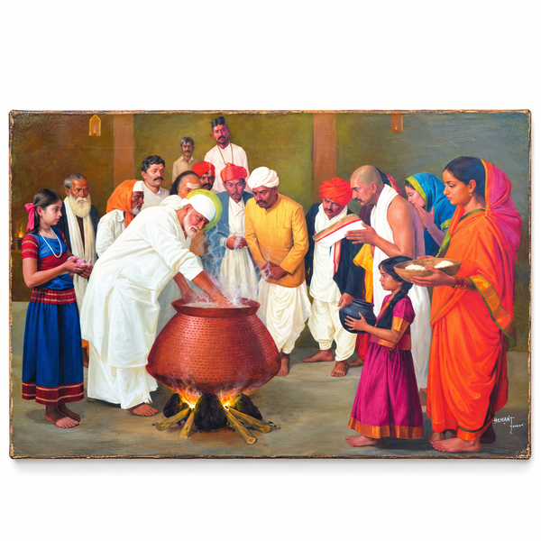 Shirdi Sai Baba Cooking Food in Dwarkamai Canvas Print