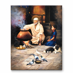 Shirdi Sai Baba Cooking Food in Dwarkamai Canvas Print