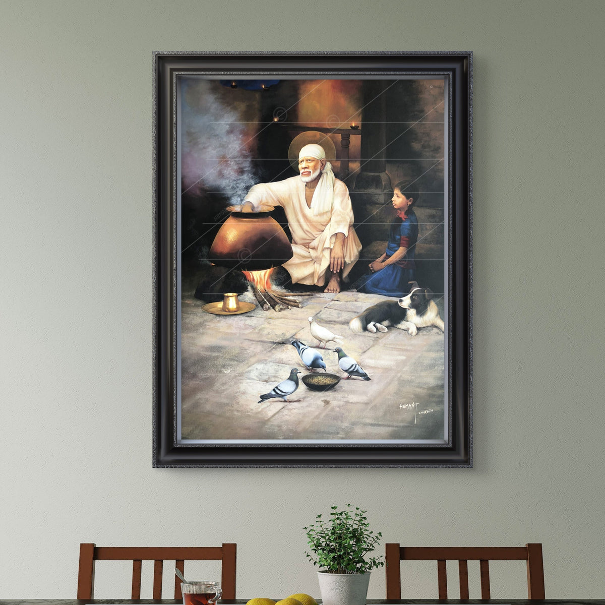 Shirdi Sai Baba Cooking Food in Dwarkamai Canvas Print