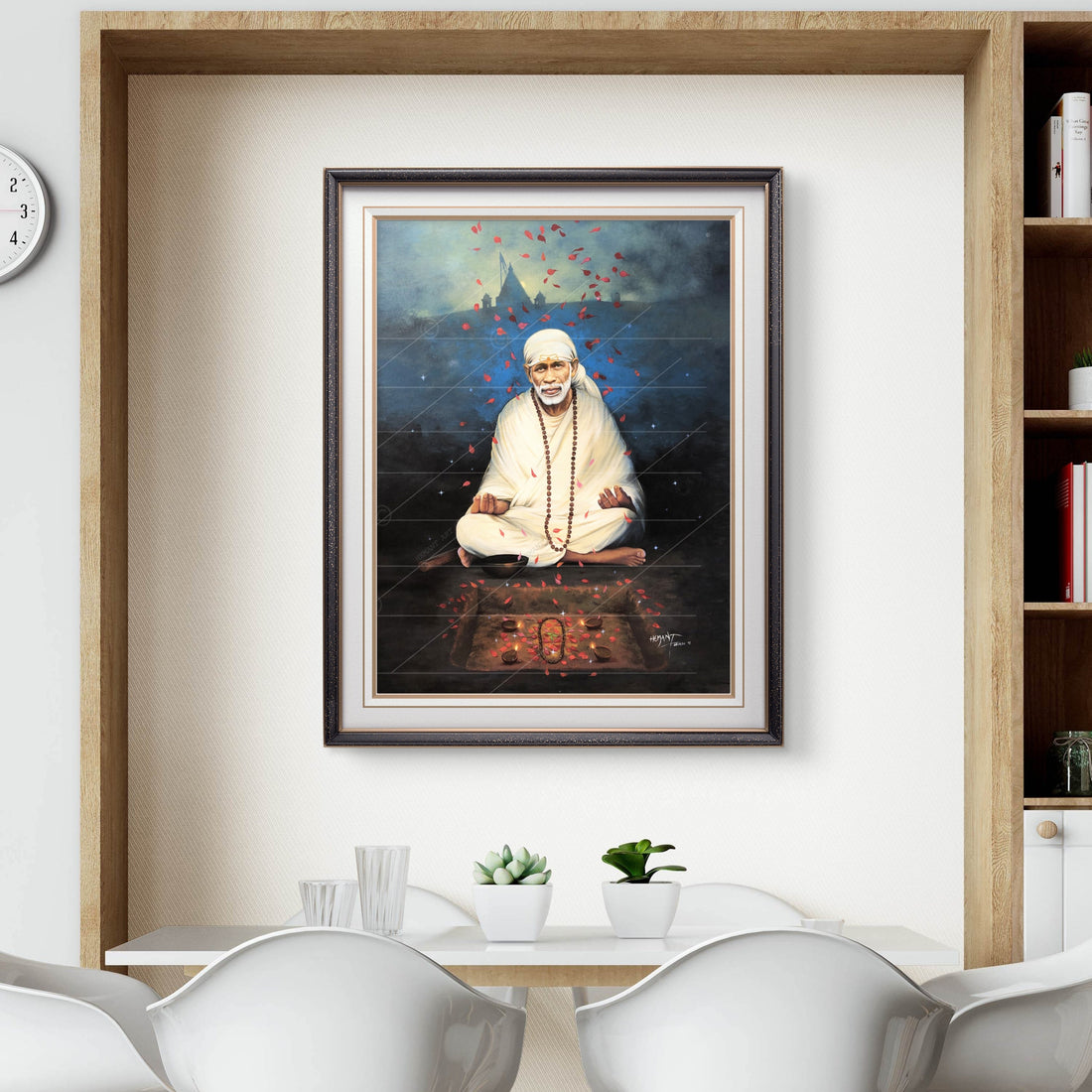 Shirdi Sai Baba Meditation HD Canvas Print - Blue Meditation