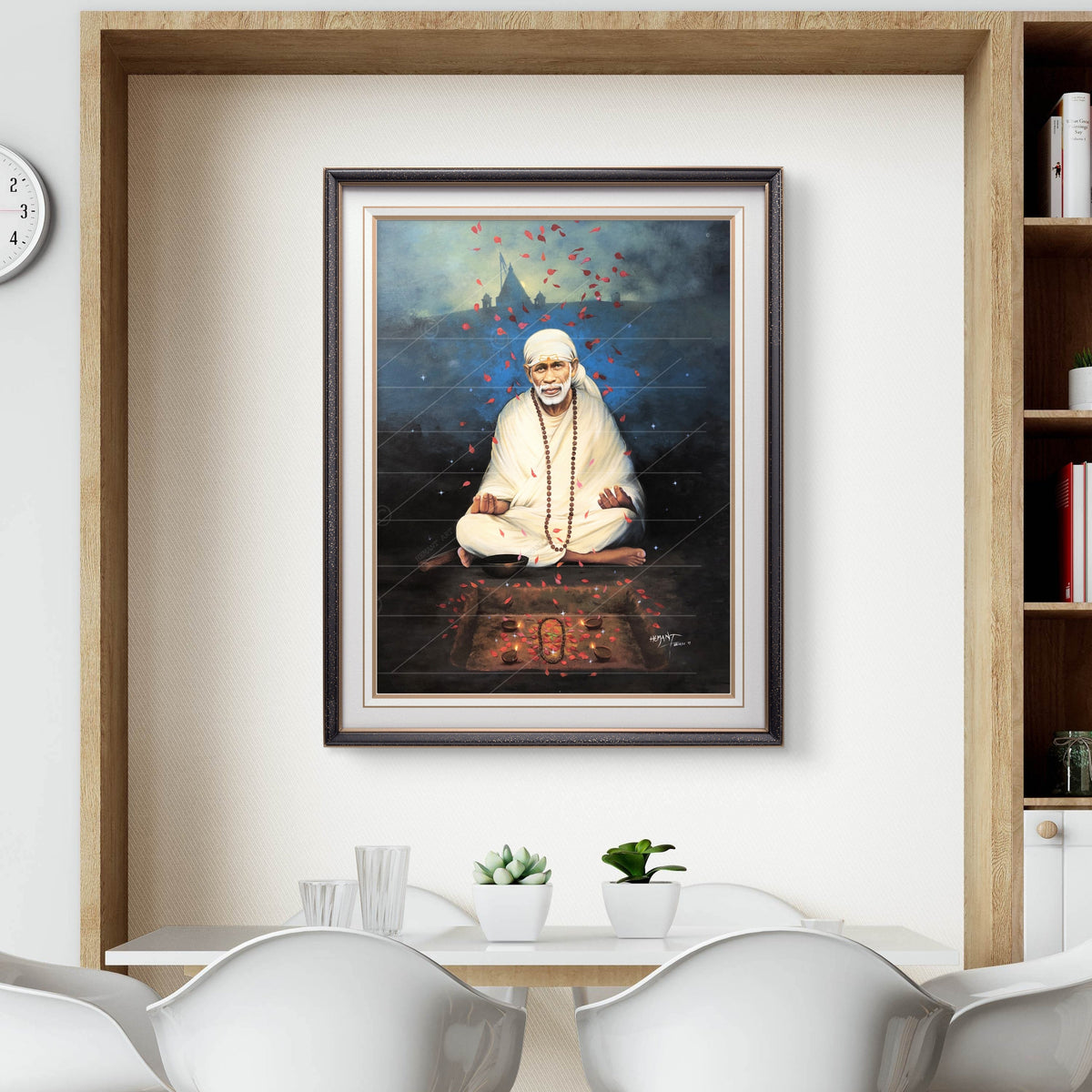 Shirdi Sai Baba Meditation HD Canvas Print - Blue Meditation