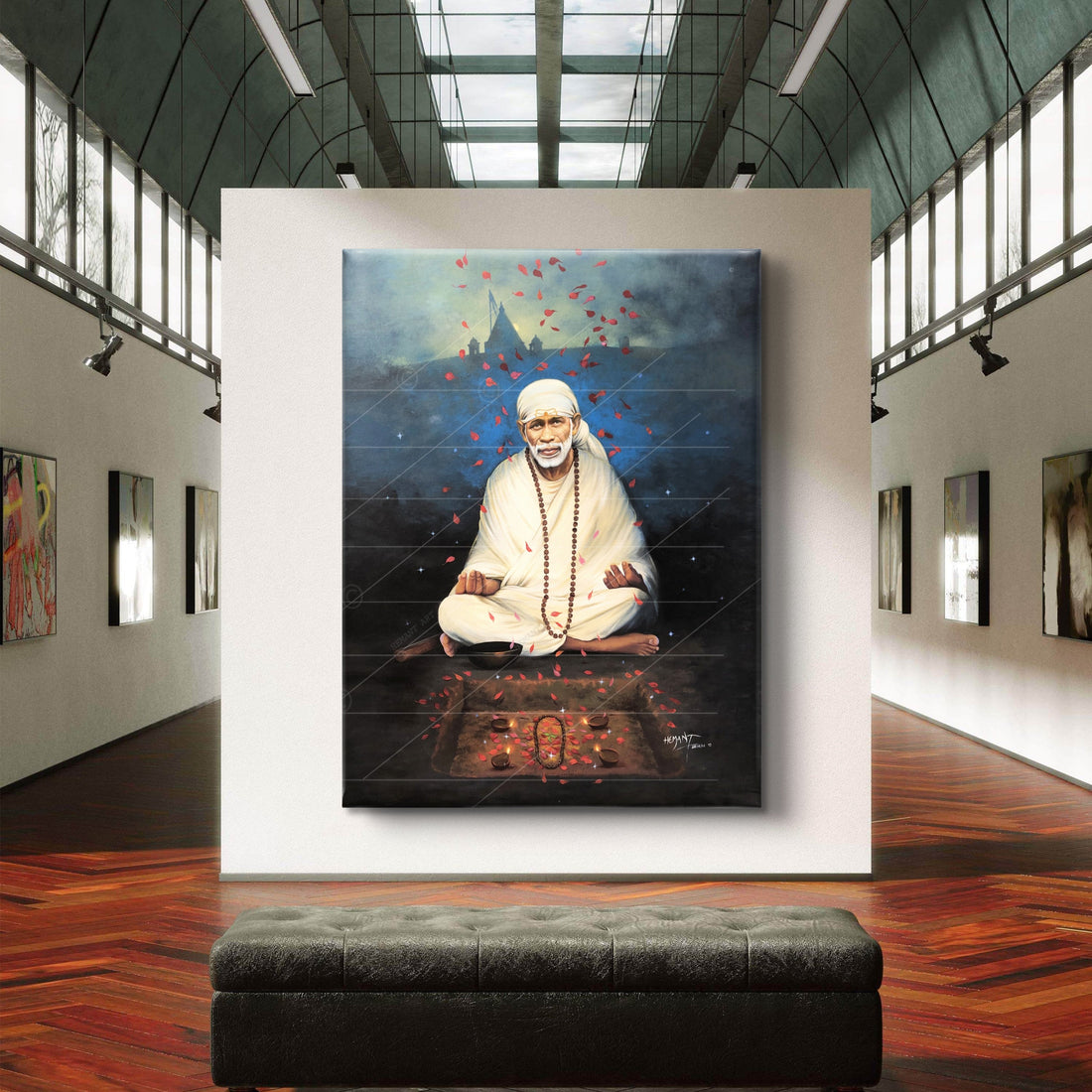 Shirdi Sai Baba Meditation HD Canvas Print - Blue Meditation