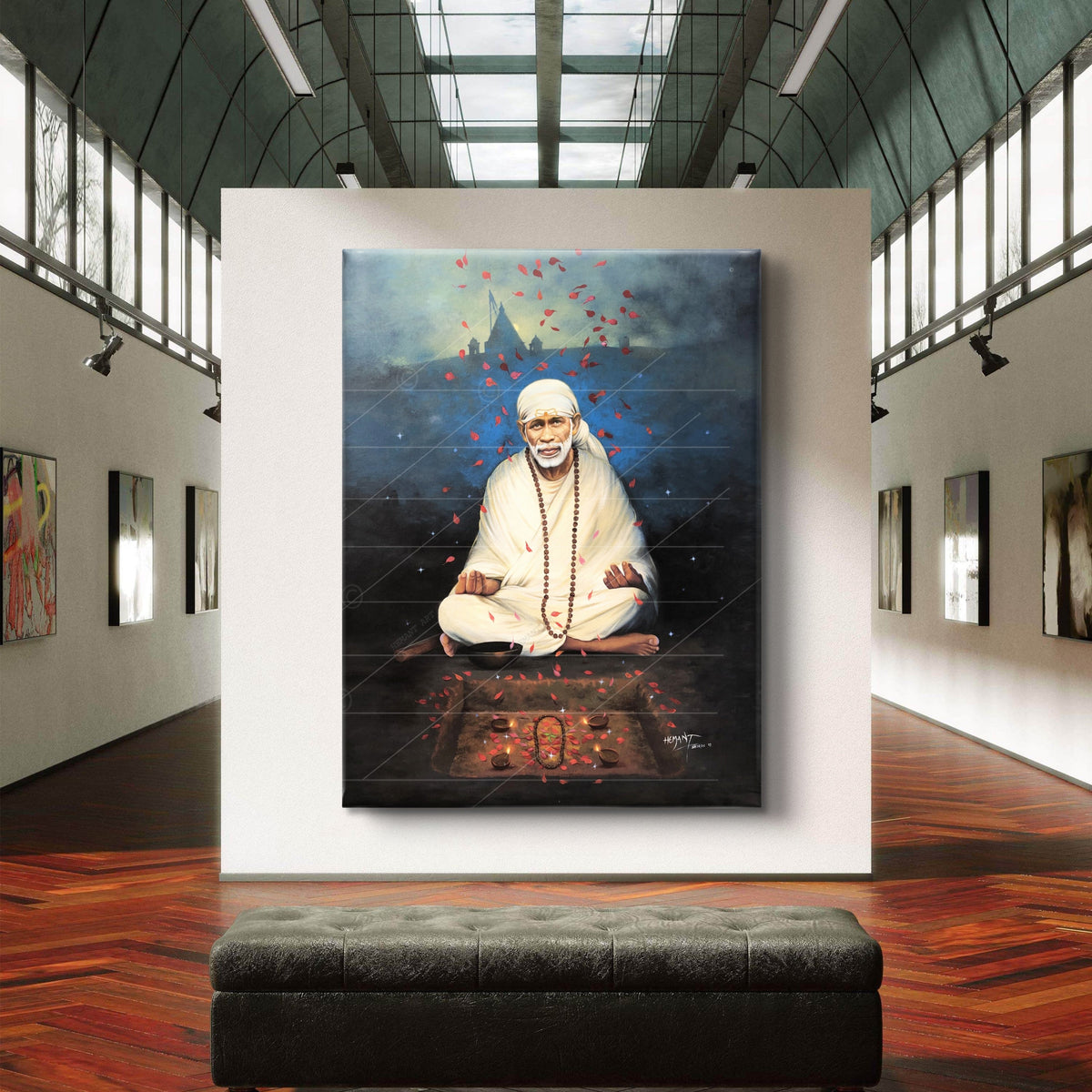 Shirdi Sai Baba Meditation HD Canvas Print - Blue Meditation