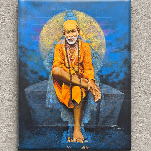 Saibaba & Vitthal Stone Canvas Print, Yellow Moon Hemant Art