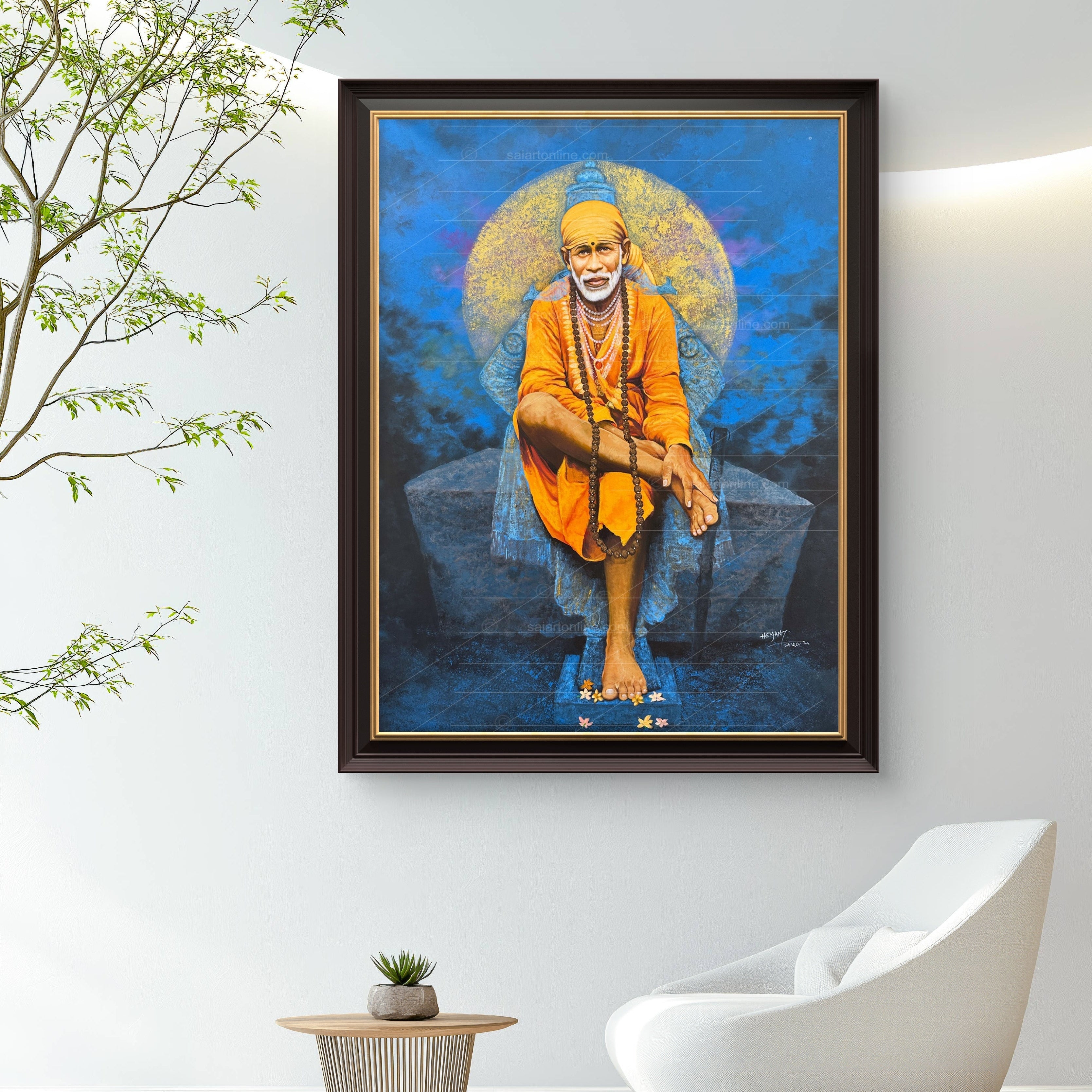 Saibaba & Vitthal Stone Canvas Print, Yellow Moon Hemant Art