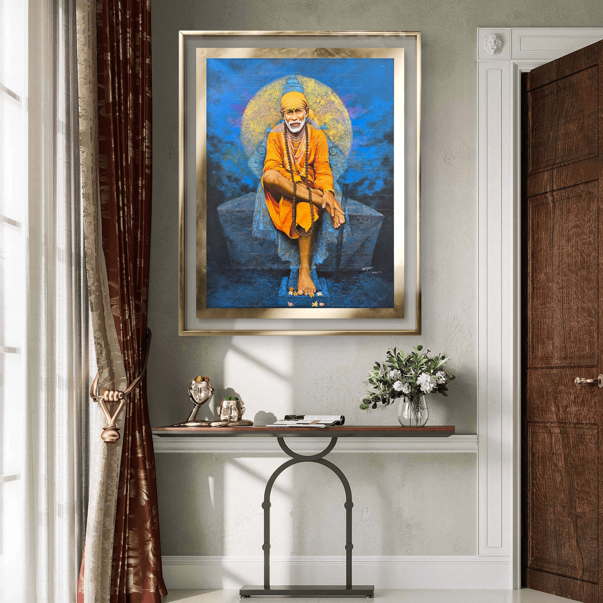 Saibaba & Vitthal Stone Canvas Print, Yellow Moon Hemant Art