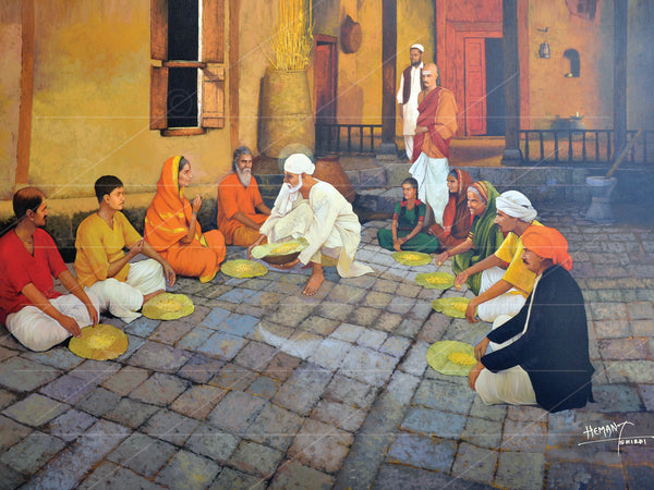 Shirdi Sai Baba Searving Food in Dwarkamai Canvas Print