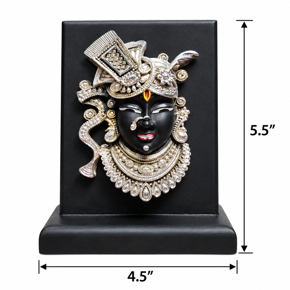 Shreenath ji Silver face Wooden Stand Idol