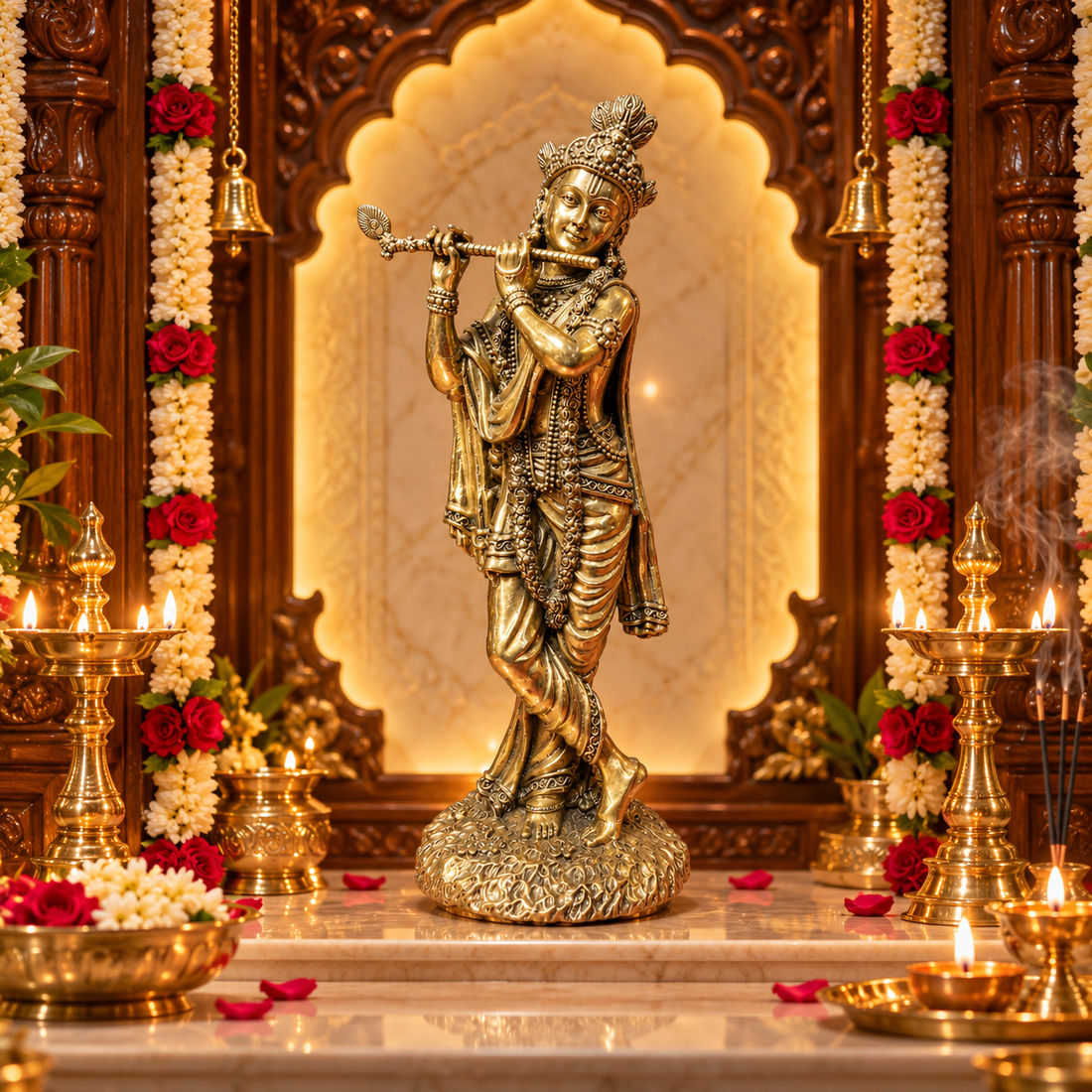 Standing Krishna Idol Brass