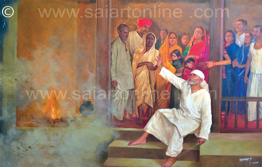 Saibaba Stops the Storm Canvas Print
