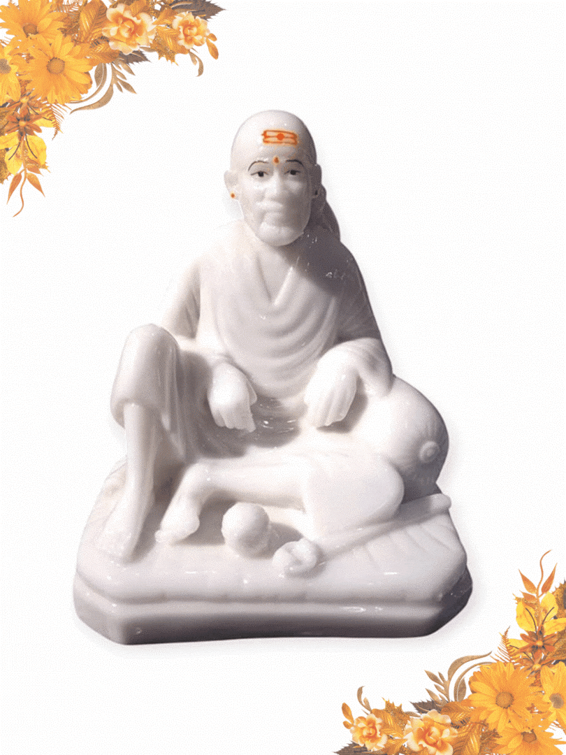 Hemant Art Shirdi Sai Baba Dwarkamai Idol, 5.5 inch White  Ideal for puja room, car dashboard