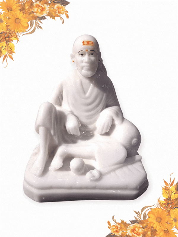 Sai Baba White Dwarkamai Idol, 5.5 inch Hemant Art