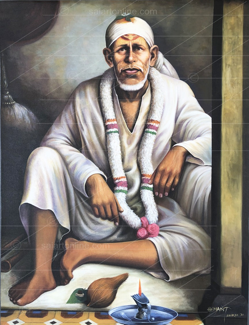 Shirdi Sai Baba  Dwarkamai Hand Painting Canvas Reprint photo, Picture/Poster