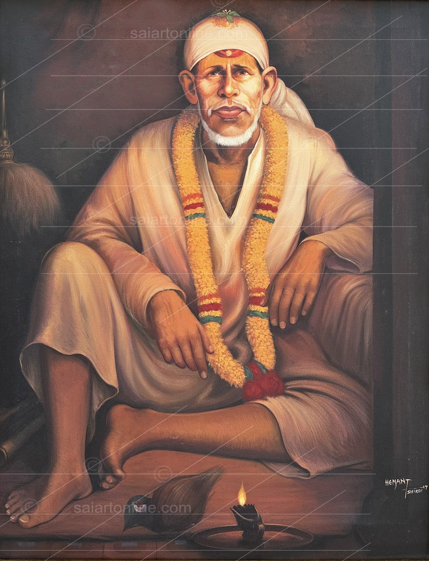 Shirdi Sai Baba  Dwarkamai Hand Painting Canvas Reprint photo, Picture/Poster