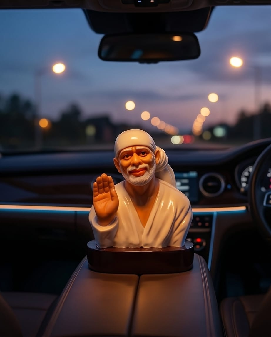 Sai Baba Idol for Car Dashboard – Premium Resin Finish | Hemant Art Shirdi