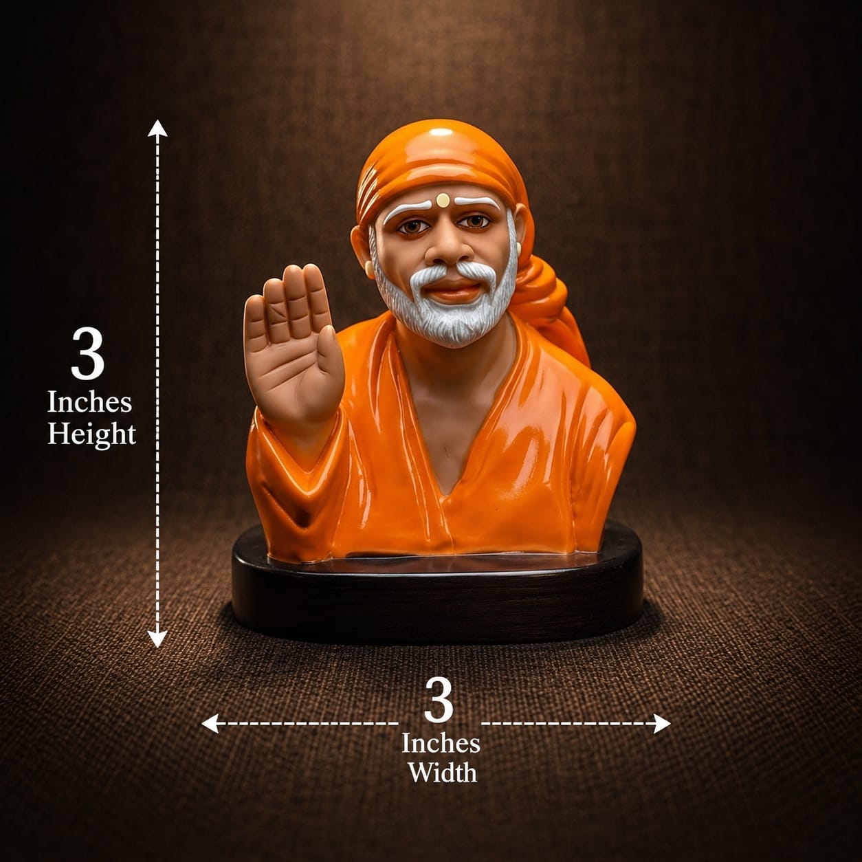 Sai Baba Idol for Car Dashboard – Premium Resin Finish | Hemant Art Shirdi