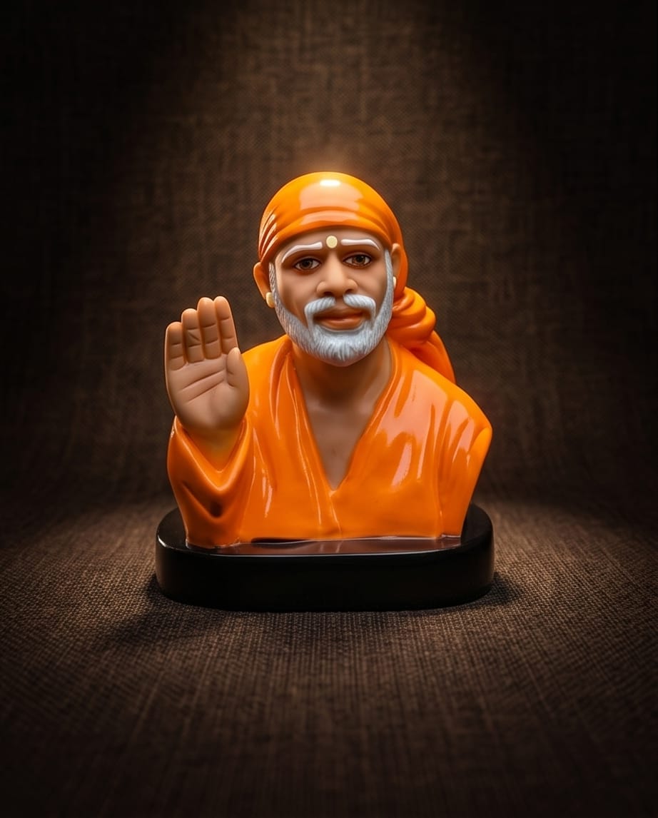 Sai Baba Idol for Car Dashboard – Premium Resin Finish | Hemant Art Shirdi