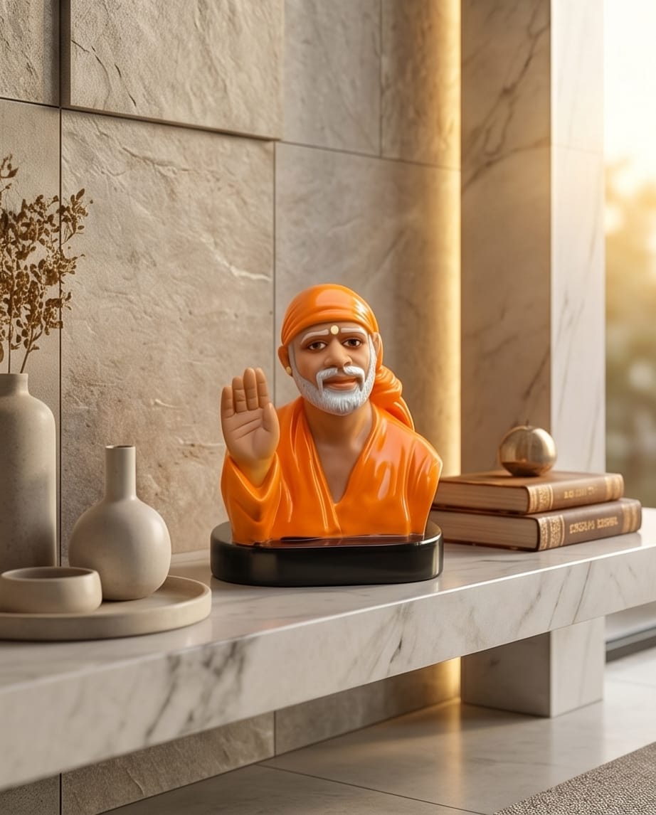 Sai Baba Idol for Car Dashboard – Premium Resin Finish | Hemant Art Shirdi