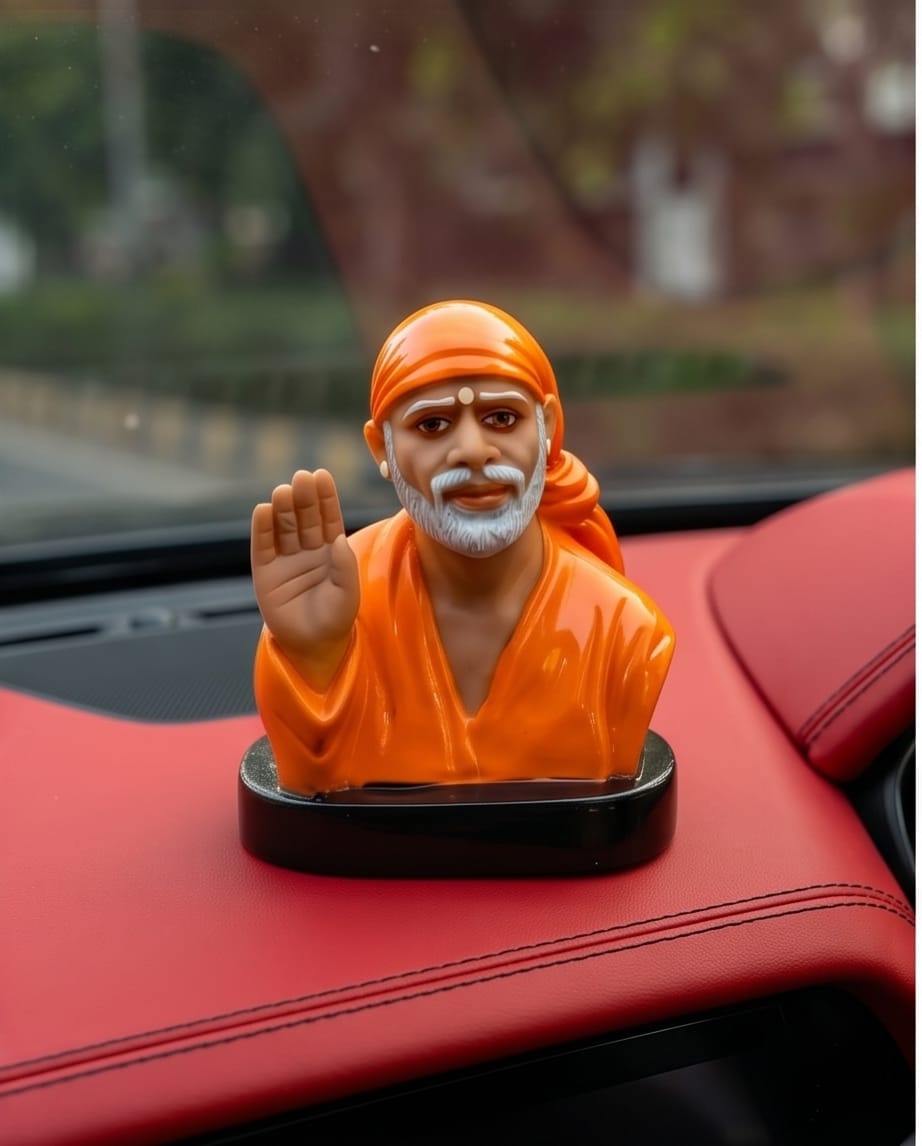 Sai Baba Idol for Car Dashboard – Premium Resin Finish | Hemant Art Shirdi