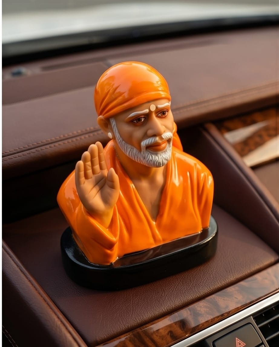 Sai Baba Idol for Car Dashboard – Premium Resin Finish | Hemant Art Shirdi