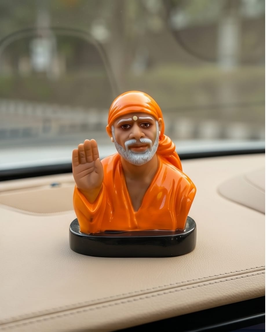 Sai Baba Idol for Car Dashboard – Premium Resin Finish | Hemant Art Shirdi