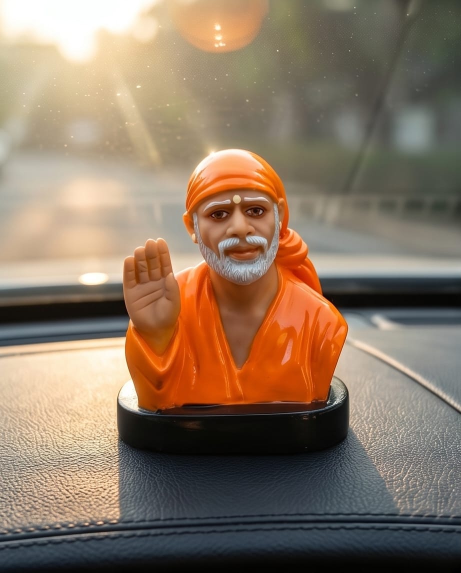 Sai Baba Idol for Car Dashboard – Premium Resin Finish | Hemant Art Shirdi