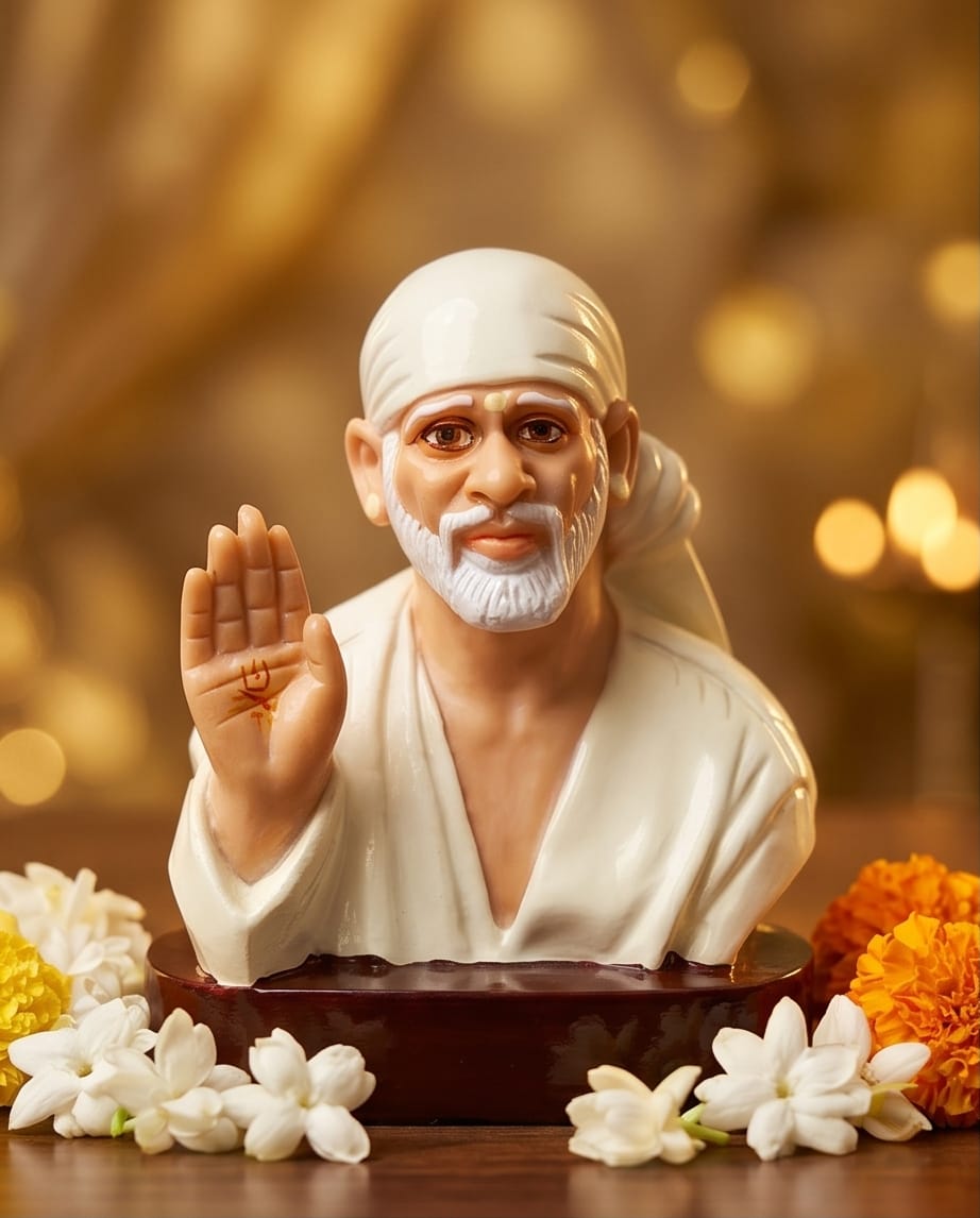 Sai Baba Idol for Car Dashboard – Premium Resin Finish | Hemant Art Shirdi