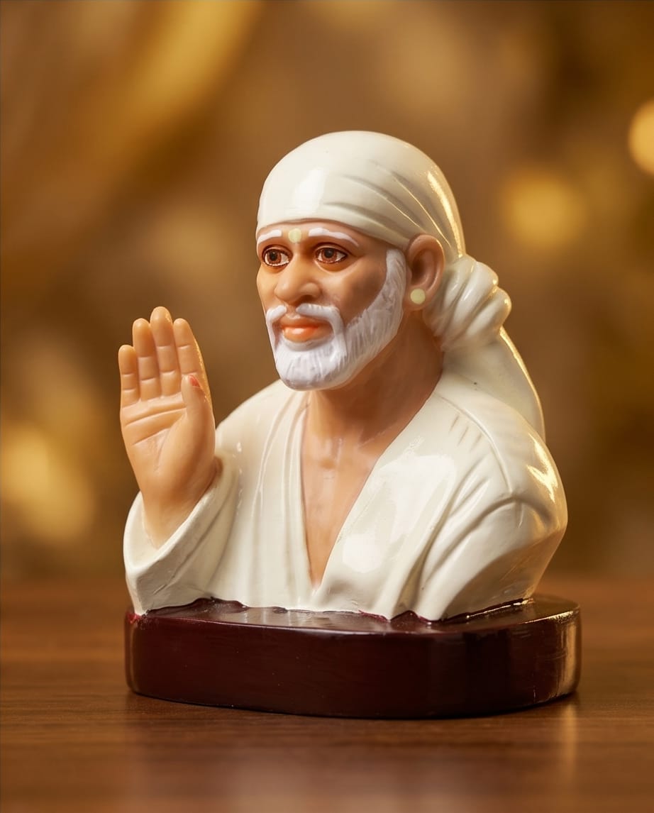 Sai Baba Idol for Car Dashboard – Premium Resin Finish | Hemant Art Shirdi