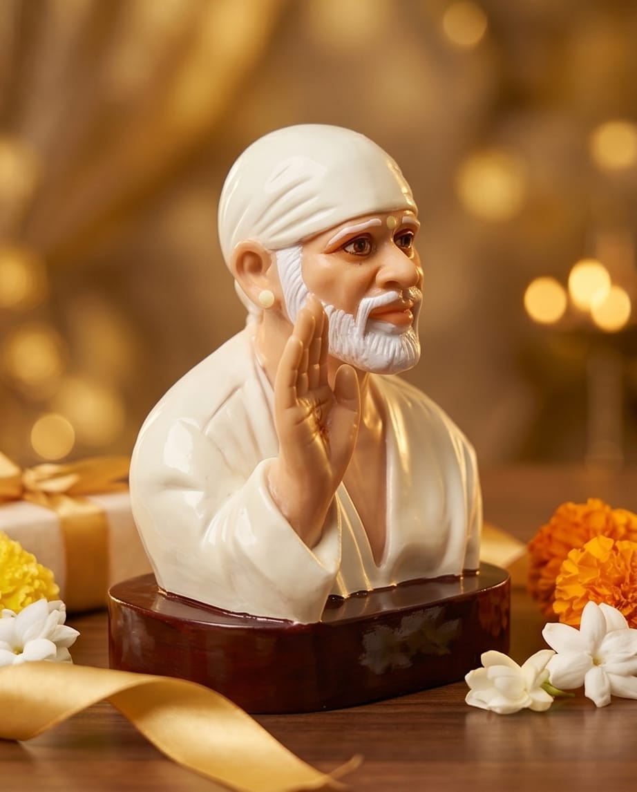 Sai Baba Idol for Car Dashboard – Premium Resin Finish | Hemant Art Shirdi