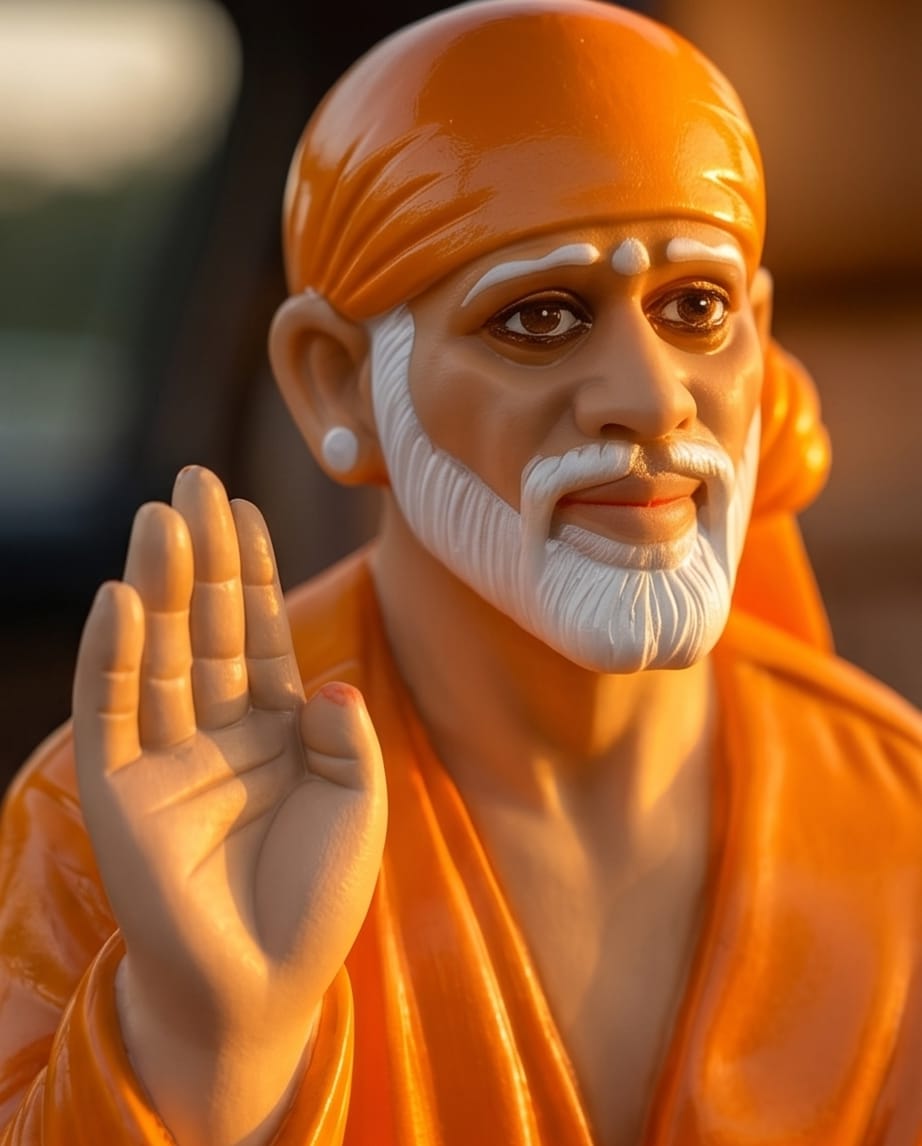 Sai Baba Idol for Car Dashboard – Premium Resin Finish | Hemant Art Shirdi