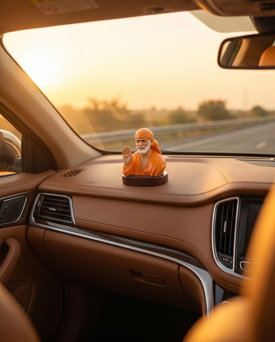 Sai Baba Idol for Car Dashboard – Premium Resin Finish | Hemant Art Shirdi