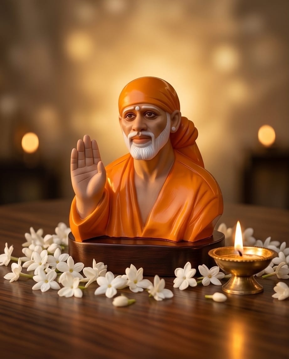 Sai Baba Idol for Car Dashboard – Premium Resin Finish | Hemant Art Shirdi