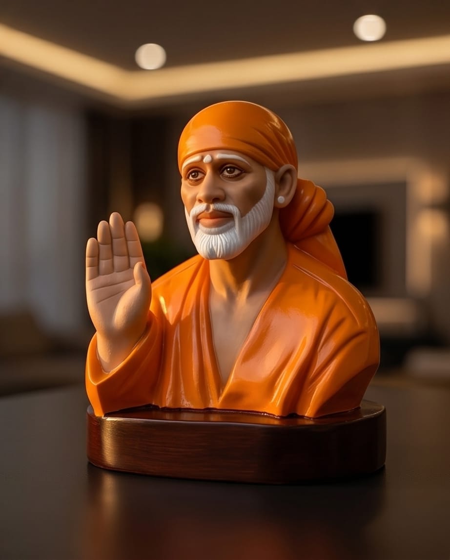 Sai Baba Idol for Car Dashboard – Premium Resin Finish | Hemant Art Shirdi