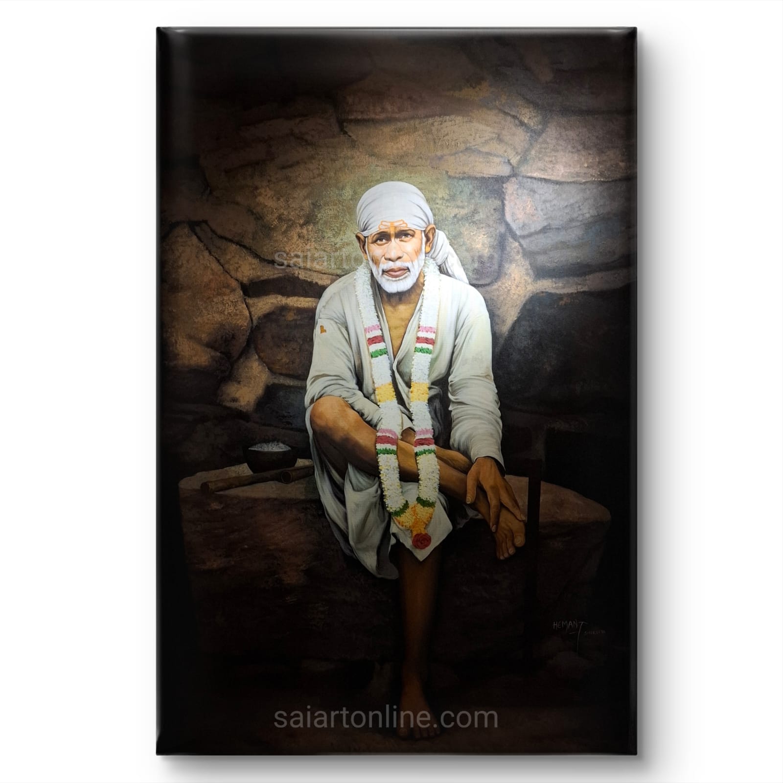 Shirdi Sai Baba Original Hand Painting | Sai Baba Photo | Sai Baba Samadhi Wall Art | Hemant Art