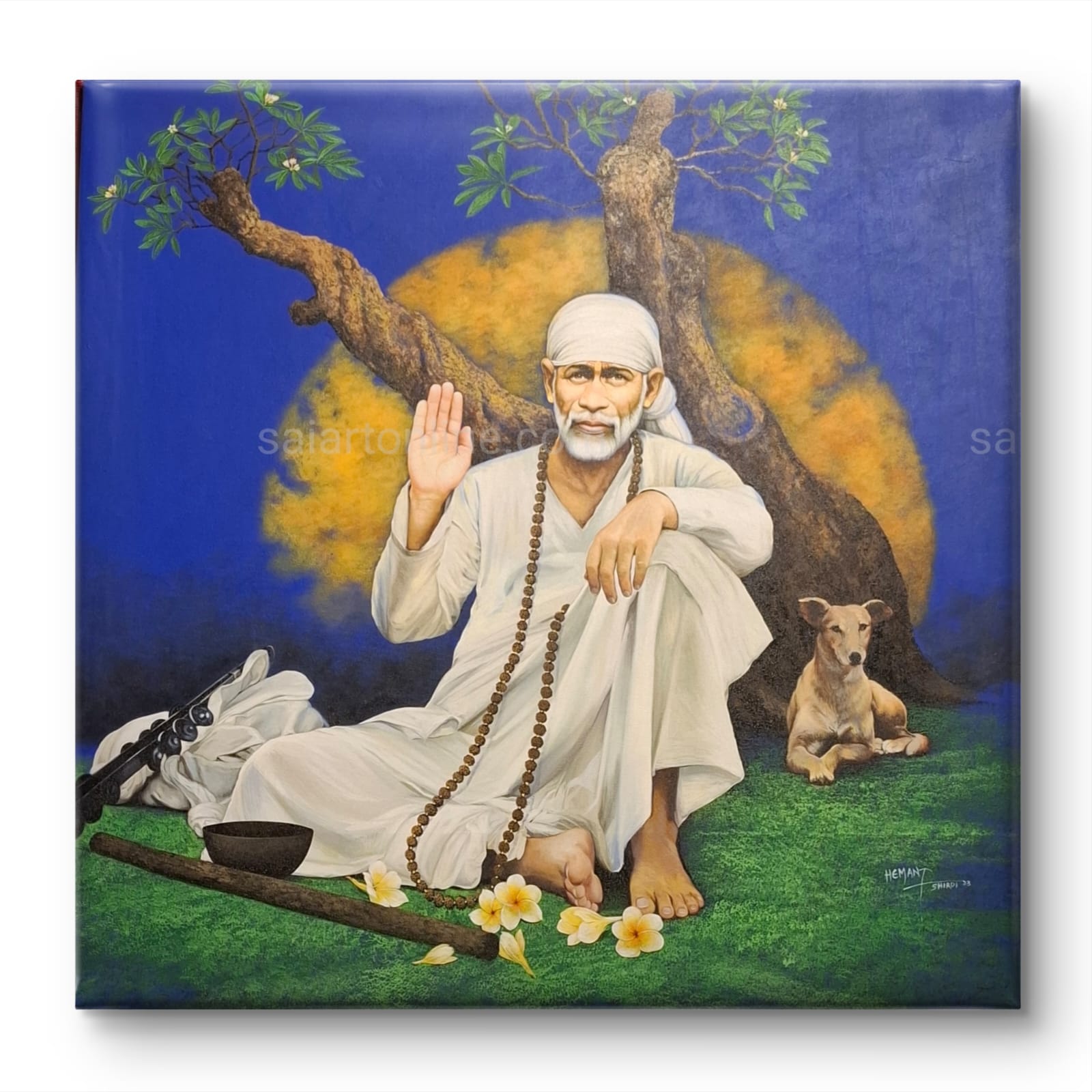 Shirdi Sai Baba Original Hand Painting | Sai Baba Photo | Sai Baba Samadhi Wall Art | Hemant Art